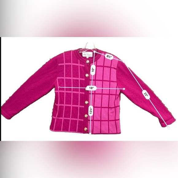 Vintage AMI KNITS  Pink  Gold 2-PC knit cardigan & skirt oufit  Sz P8 Barbiecore - Picture 4 of 10